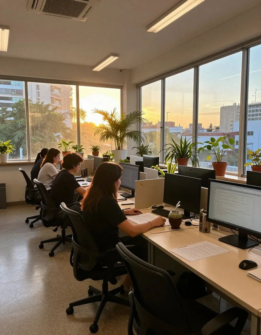 Equipo de tecnología trabajando en una oficina en Buenos Aires