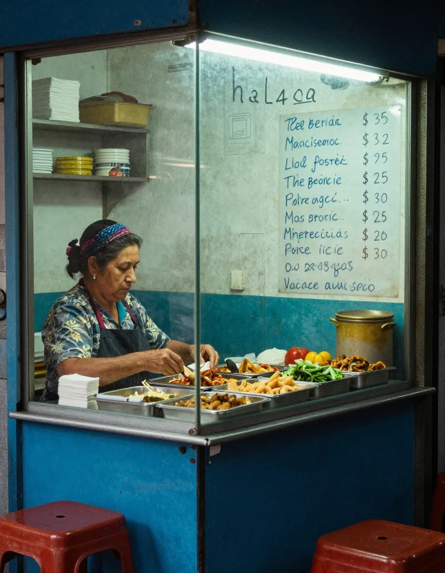 Comercio de barrio en Buenos Aires con listas de precios en vidriera