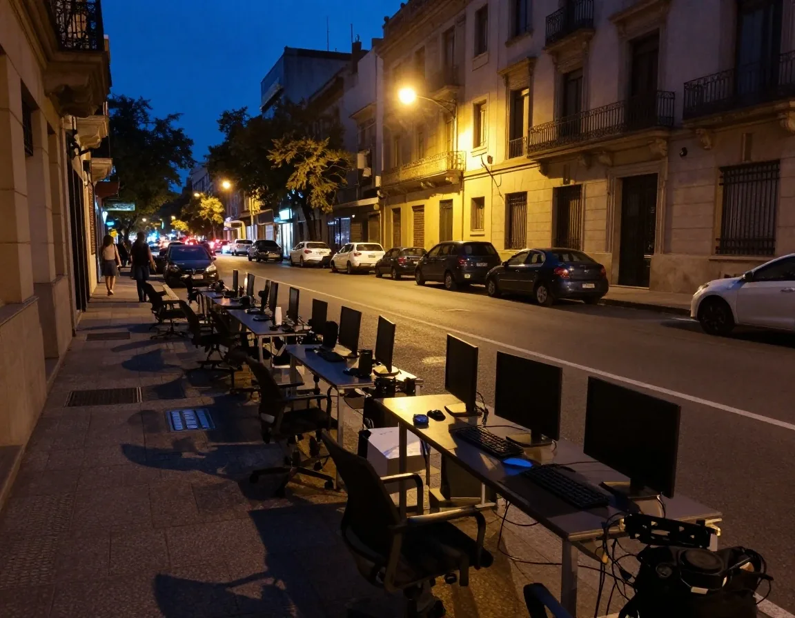 Mesa de trabajo de la redacción de Badgers on Ice en Buenos Aires