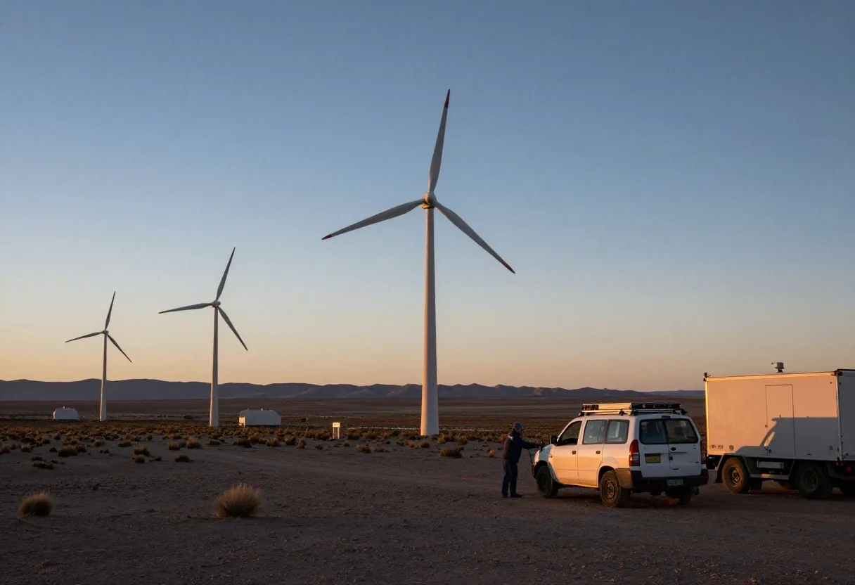 Subestación de energía en la estepa patagónica