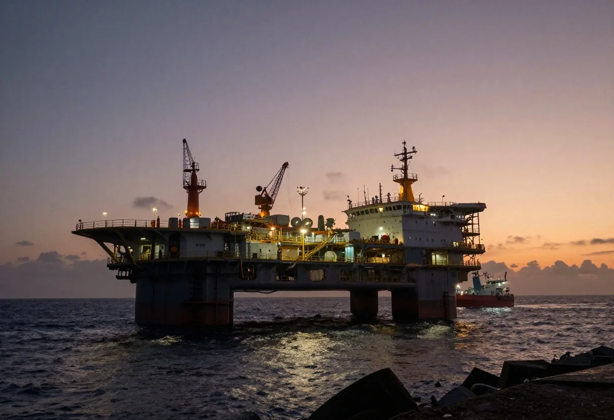 Plataforma de exploración petrolera en el Atlántico Sur