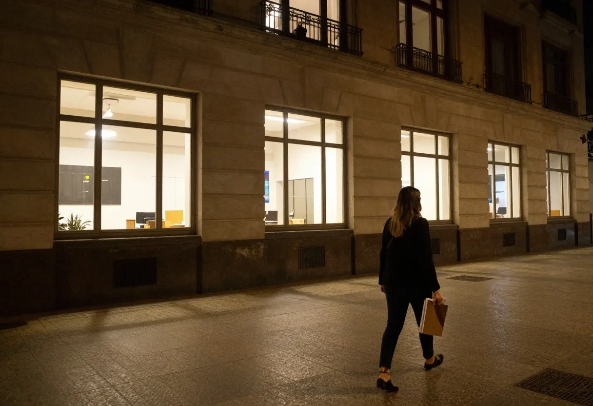 Redactor trabajando en una nota durante la noche