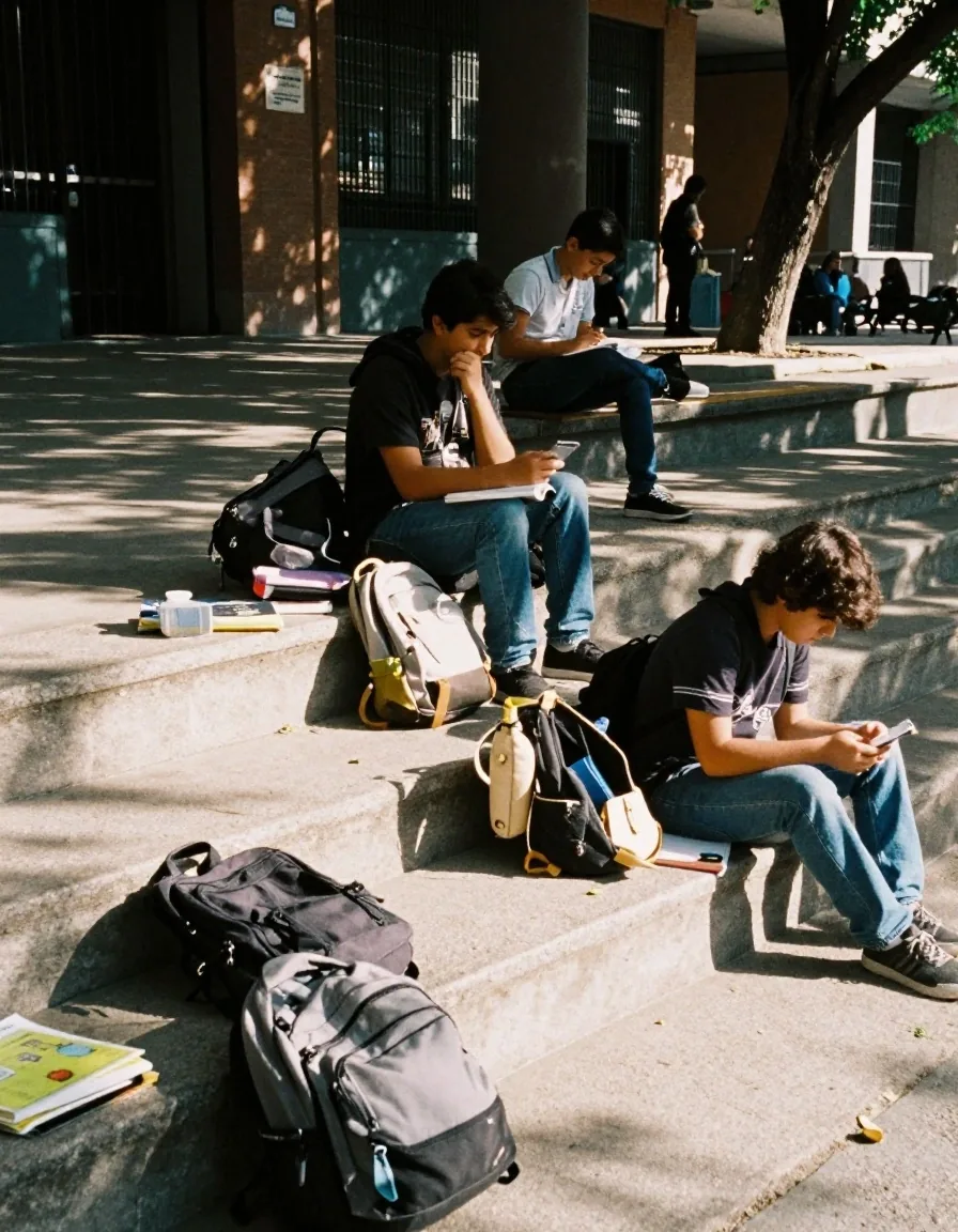 Estudiantes en el patio de una facultad en Buenos Aires