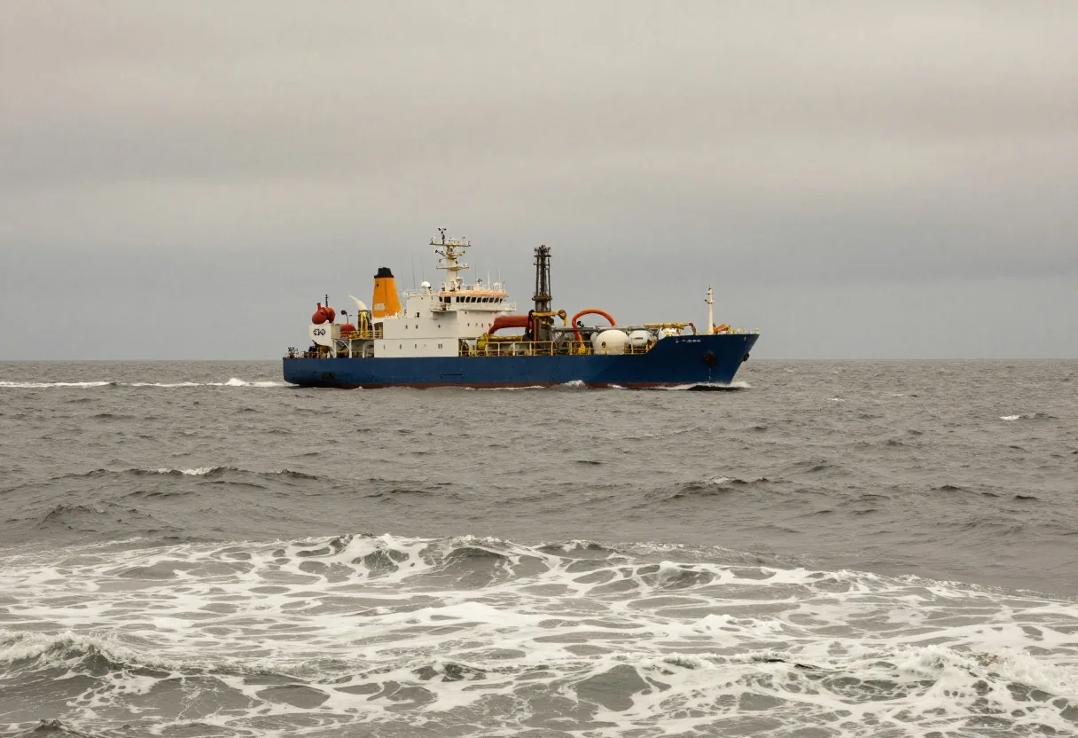Buque de exploración petrolera en el Atlántico Sur cerca de las Islas Malvinas