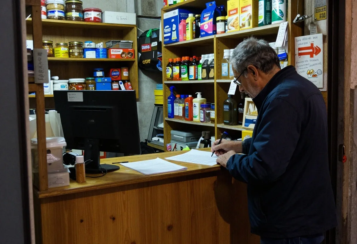 Listas de precios en papel en un comercio de Buenos Aires