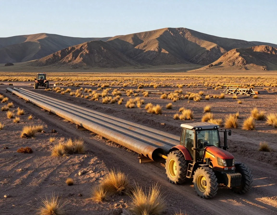 Gasoducto que cruza la estepa patagónica en Argentina